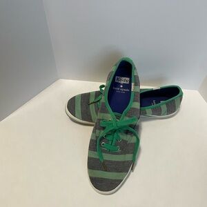 Kate‎ Spade x Keds Green and Gray Striped Sneakers Size 8.